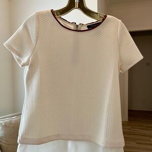 White Housee Black Market Cream Quilted Short Sleeve Top Faux Sheath Lining